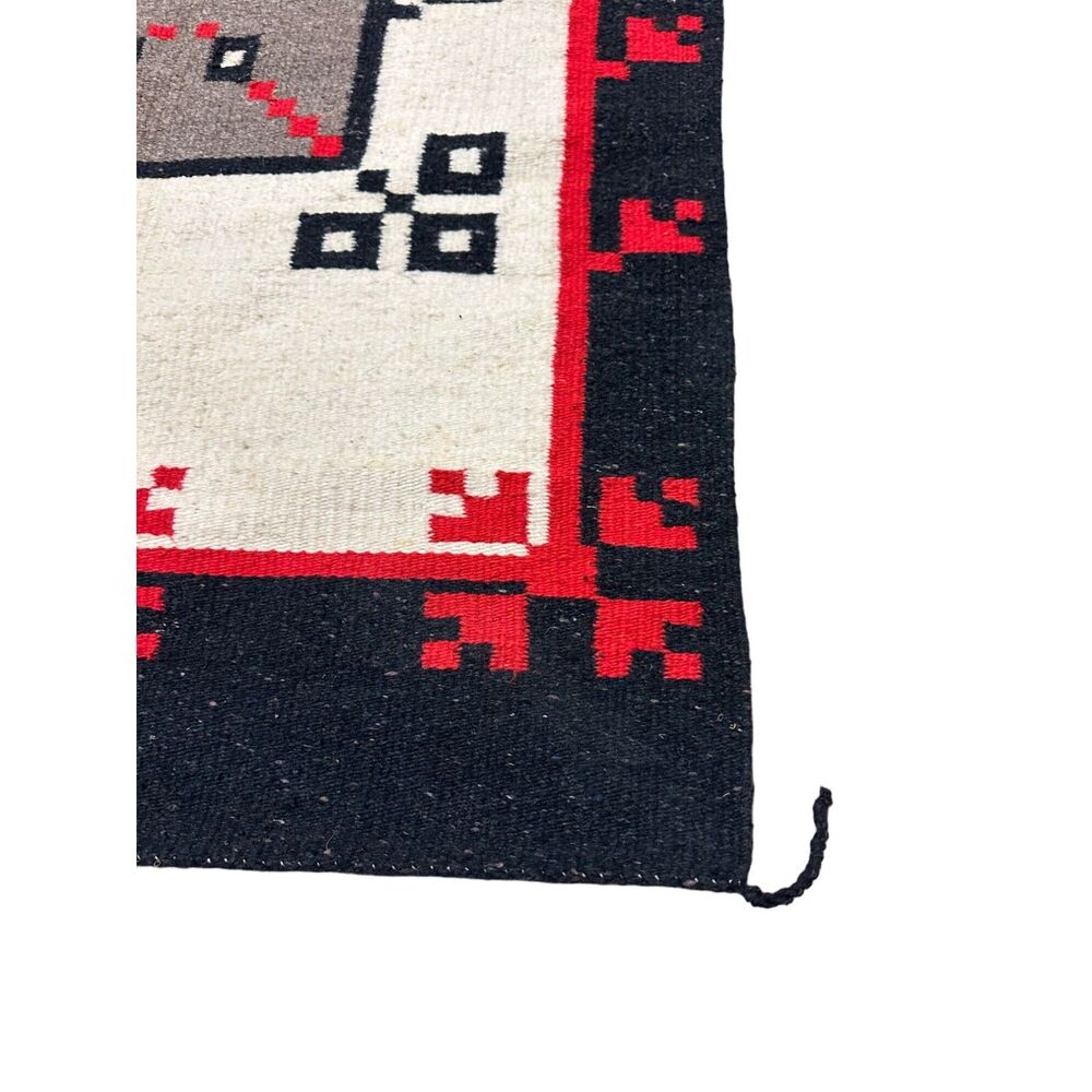 Vtg Southwestern Country Wool Area Rug Rare 62x30" Hand-loomed Rustic Aztec - Picture 3 of 9